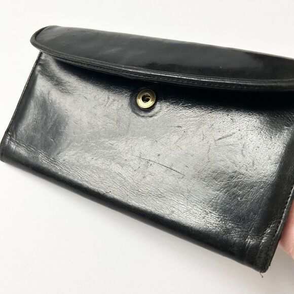 Vintage Coach Checkbook Wallet Black Soft Leather Trifold - Picture 4 of 7